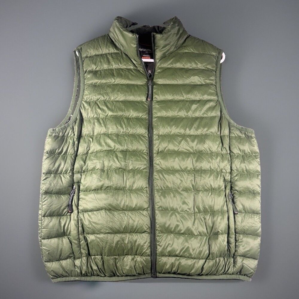 Hawke & Co. Sport Packable Puffer Vest Men Large Olive Green Dynamic Sport